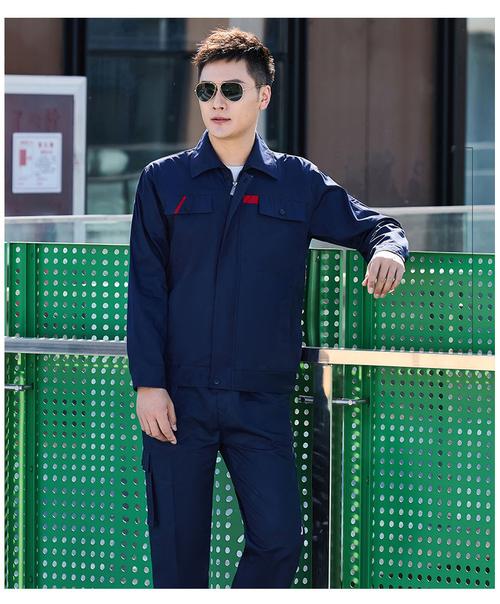 工作服純棉夏長袖藏藍灰色套裝全棉電廠工裝繡logo工廠廠服定制# cms